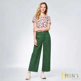 【MON’S】美式撞色線條直筒褲(直)