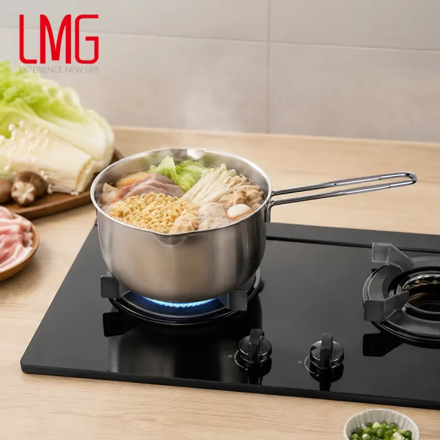 【LMG】台灣製複合金高級不鏽鋼單把雪平鍋18cm無蓋(MIT 不挑爐具)