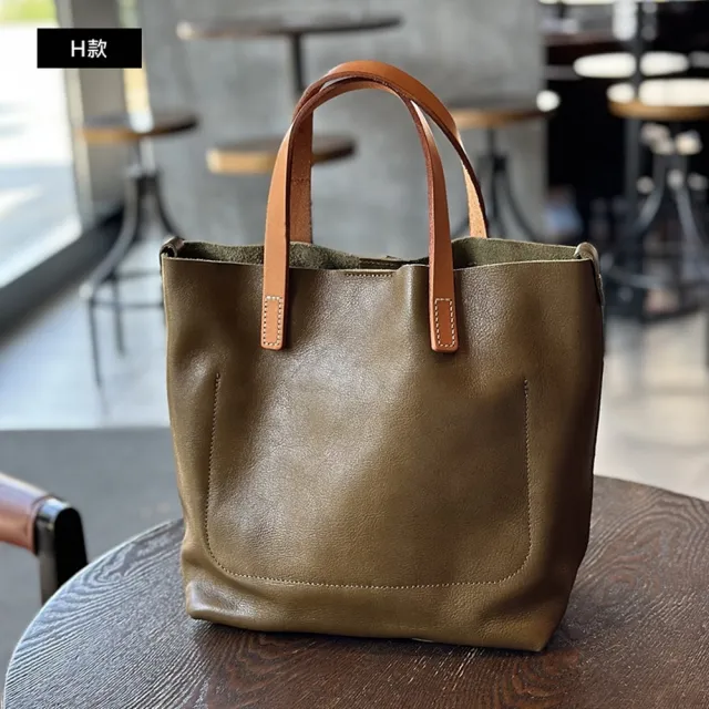 【巴黎精品】現貨+預購 真牛皮側背包手提包真皮革肩背包通勤包(日系復古斜背女包包3款a1mk9 C)