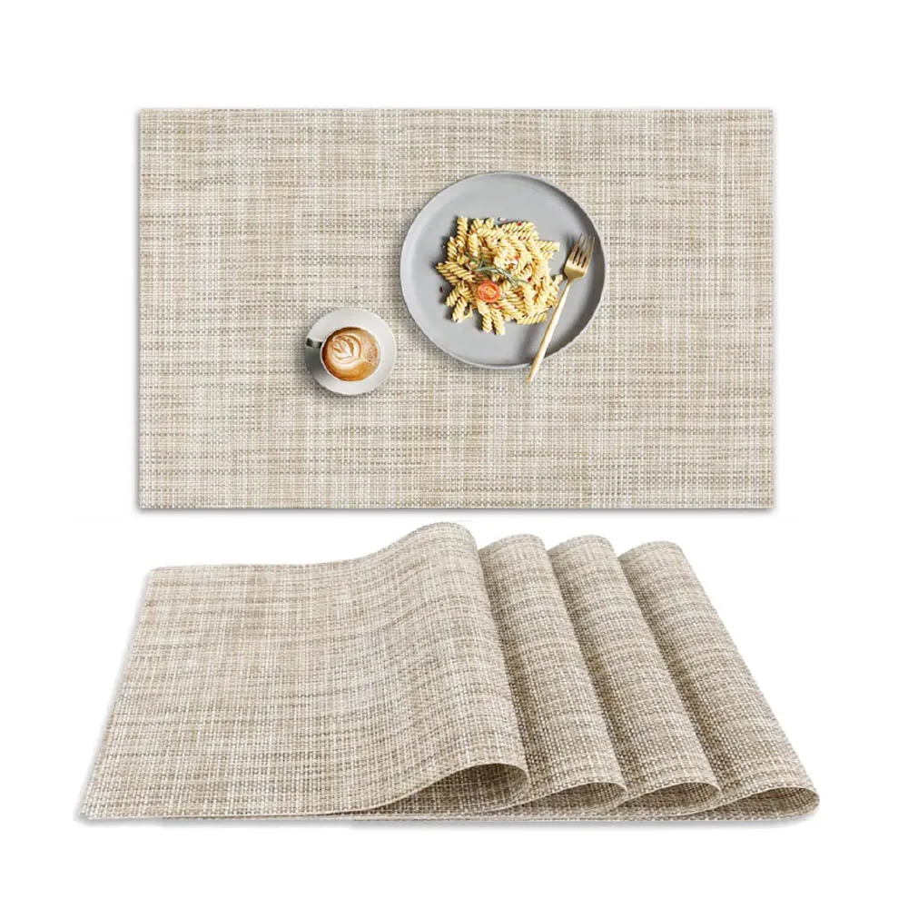 【AHOYE】米白色耐熱可水洗餐墊 45*30cm-四入組(桌墊 隔熱墊)