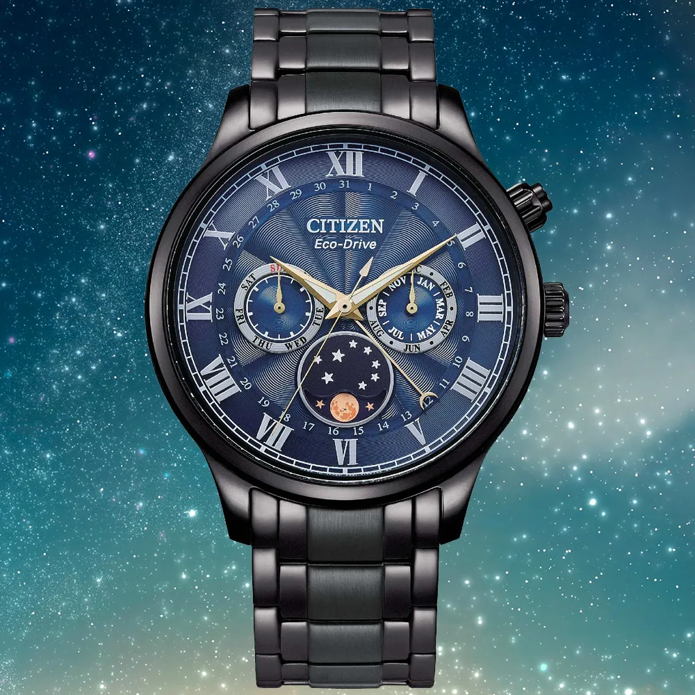 【CITIZEN 星辰】GENTS系列 光動能 月相盈虧顯示 時尚腕錶 七夕 情人節 送禮 (AP1055-87L)