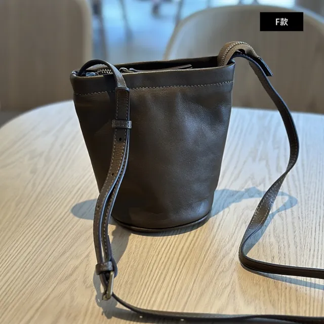 【巴黎精品】現貨+預購 真牛皮水桶包斜背包迷你包包真皮革肩背包(復古百搭側背女包包3款a1mk21 B)