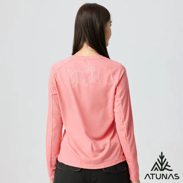 【ATUNAS 歐都納】女款POLARTEC POWER DRY長袖T恤(A1TSGZ02W珊瑚粉/吸濕排汗/抑菌抗臭/抗UV/透氣/戶外)