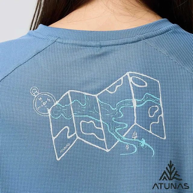 【ATUNAS 歐都納】女款POLARTEC POWER DRY長袖T恤(A1TSGZ02W原力藍/吸濕排汗/抑菌抗臭/抗UV/透氣/戶外)