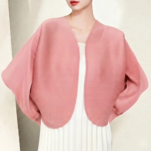 【巴黎精品】三宅風皺褶衣服褶皺外套高級摺衣彈力女裝顯瘦折衣大碼(寬鬆防曬女外套2色k1ab6)（其他規格）