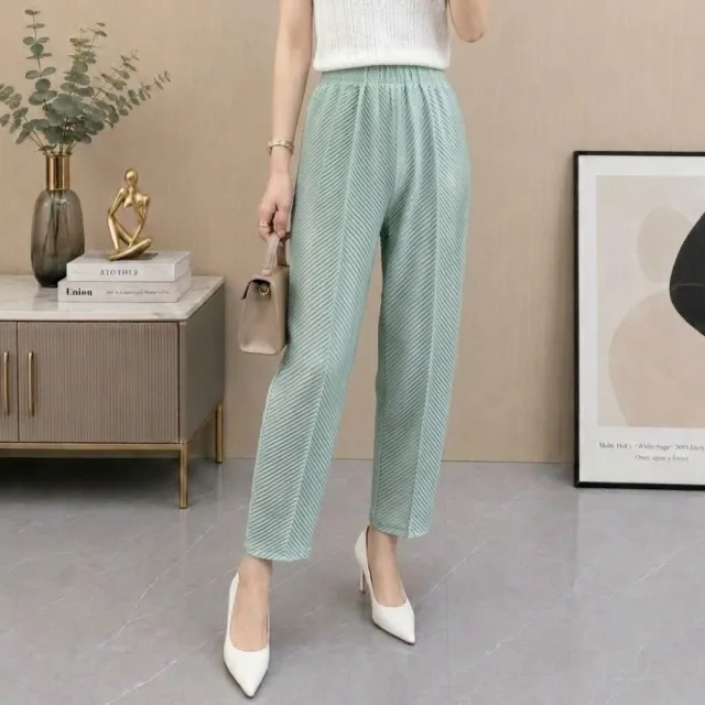 【巴黎精品】多款三宅風皺褶衣服摺褲寬鬆闊腿褲寬褲高級摺衣彈力長褲顯瘦折衣大碼(女褲子k1ab1)