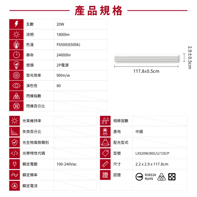 【旭光】4呎 LED支架燈 T5 20W 串接燈 層板燈 支架燈 一體化層板燈(10入組)