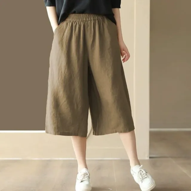 【AKARA】涼夏平織透氣紗簡約單色五分褲 4色 中大尺碼 M-4XL