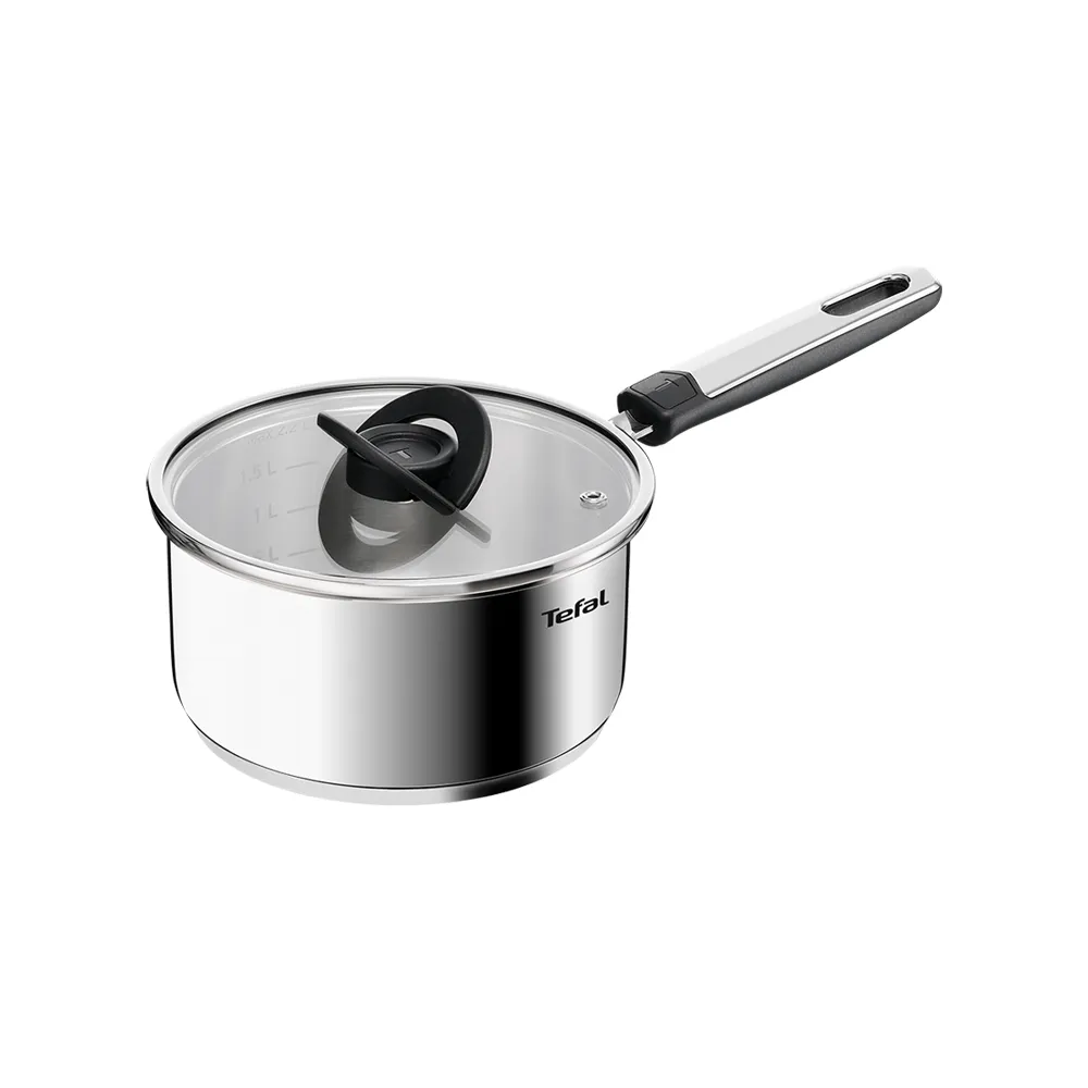 【Tefal 特福】精銳系列18cm不鏽鋼單柄湯鍋_加蓋(不挑爐具、IH爐可用鍋)