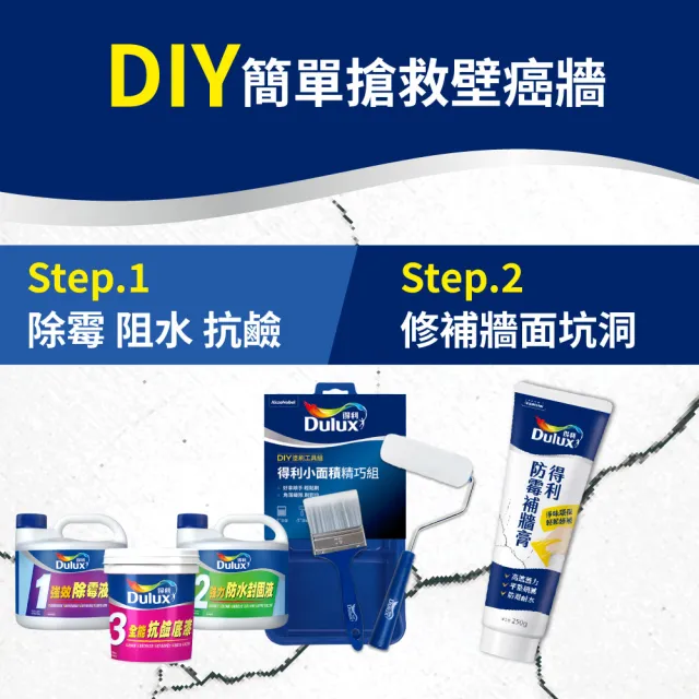 【得利】Dulux官方旗艦店★壁癌包+1組補牆膏+工具組(油漆 塗刷 工具)
