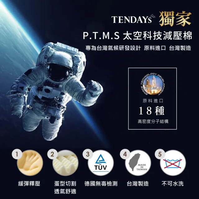 【TENDAYS】DS柔眠床墊3尺標準單人(星幻藍白 5.5cm厚 記憶床)