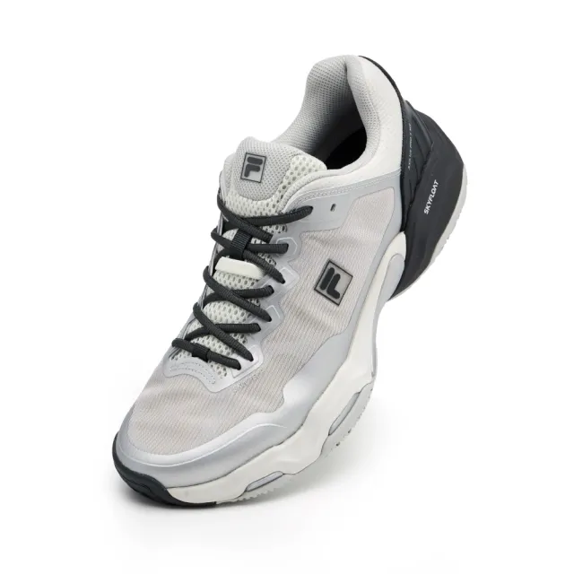 【FILA】AXILUS PRO 4 MS 中性網球鞋-銀/黑 (4-T502A-031)
