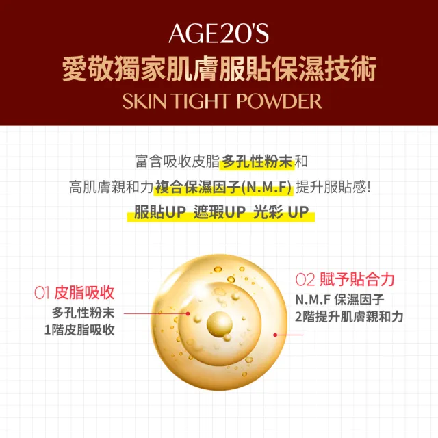 【AGE20】緋紅逆時光澤爆水粉餅 粉蕊補充包 21號亮白色-12.5g 含粉撲x3件(防曬SPF50+/PA++++)