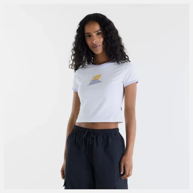 【NEW BALANCE】NB 短袖上衣 女 合身短版 美規 白 WT62B6CTWT（其他規格）