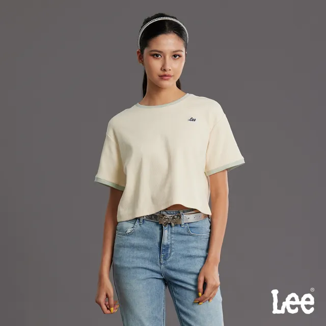 【Lee】女裝 短袖T恤 / 短版 繡花小LOGO / 季節性版型 共2色 / LB602120003 LB602120K11