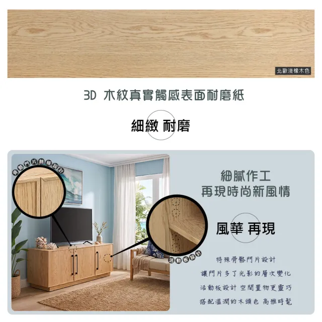 美斯特日橡三門電視櫃(北歐淺橡木/DIY組合商品)