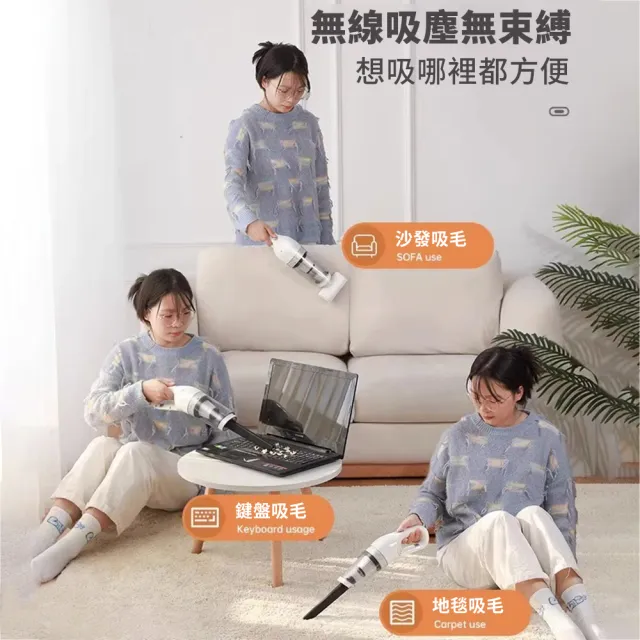 【小不記】附原裝濾網x6 無線吸塵器 輕便手持吸塵器 車用吸塵器(居家車載兩用吸塵器 直立吸塵器 吸塵器)
