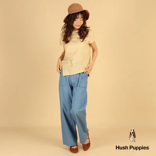 【Hush Puppies】女裝 長褲 腰綁帶牛仔寬褲 (淺藍 / 63221101)