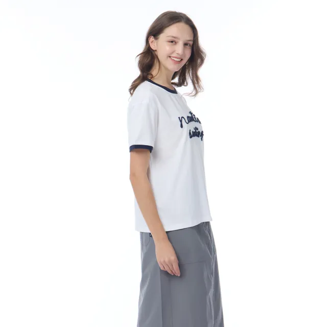 【NAUTICA】官方旗艦 女裝 立體刺繡純棉短袖T恤(白色)