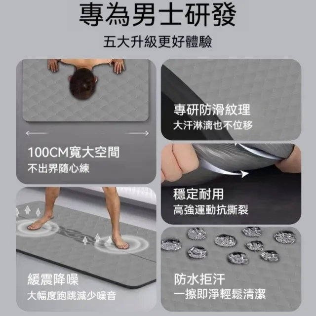 匠俱 重訓地墊 200x100cm厚8mm 高彈瑜伽墊 健身墊 家用訓練防滑墊 加厚tpe環保無味 運動鍛煉地墊