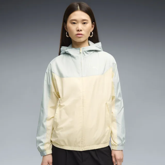 【PUMA】外套 女 運動連帽風衣外套 歐規 黃綠 68513488