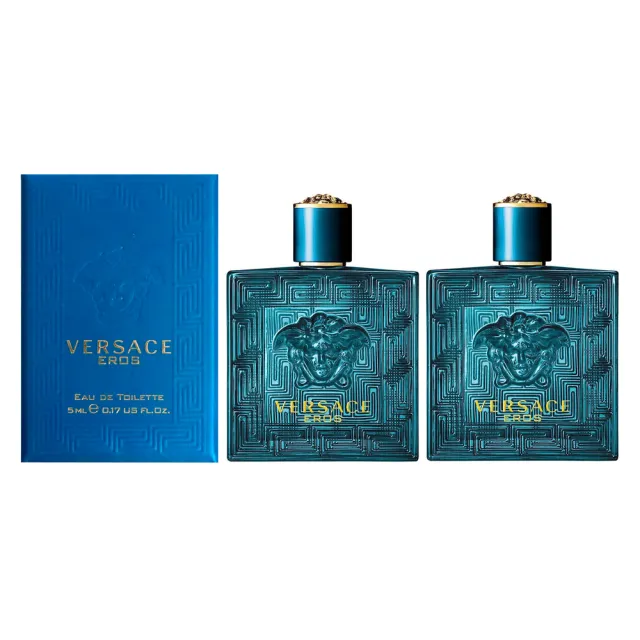 【VERSACE 凡賽斯】EROS 艾諾斯.愛神男性淡香水 5ml 小香 X2入組 (專櫃公司貨)