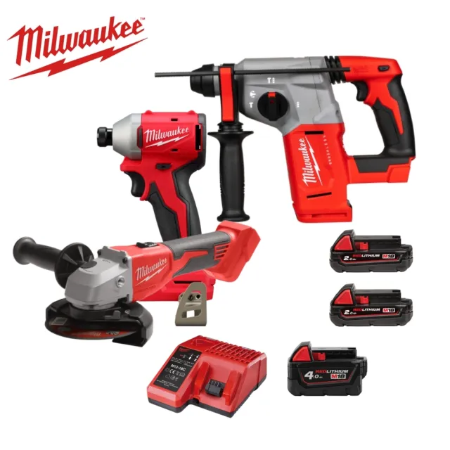 【Milwaukee 美沃奇】18V 精銳無刷三機組(M18BLH M18BLIDR M18BLSAG100X)