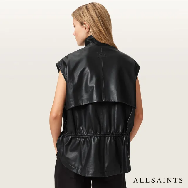 【ALLSAINTS】FLOR 寬鬆羊皮背心-黑米兩色 W095LE(寬鬆版型)