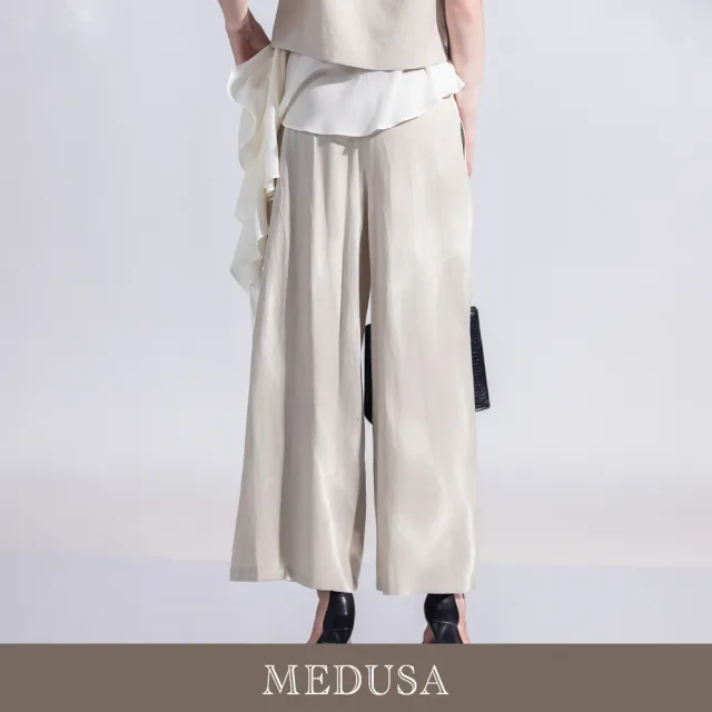 【MEDUSA 曼度莎】現貨-都會輕熟垂墜直筒落地長褲（M-L）｜長褲穿搭 女長褲 都會穿搭
