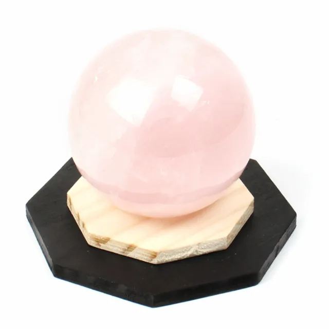 【開運工場】55mm粉晶水晶球原木八卦擺飾組