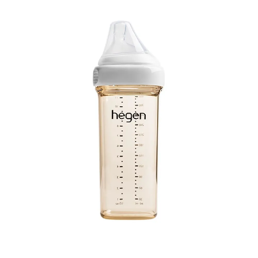 【hegen】總代理｜PCTO™金色奇蹟PPSU多功能方圓型寬口奶瓶 330ml(象牙白)