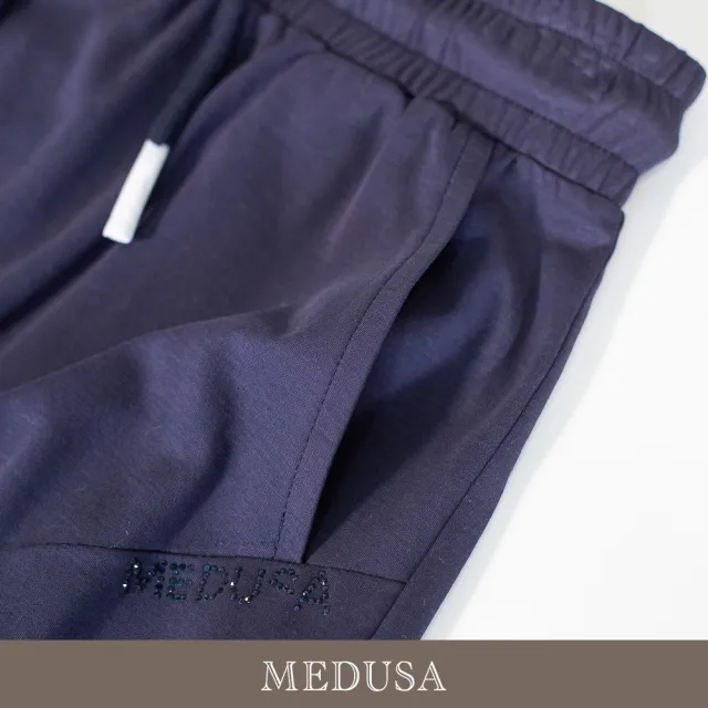 【MEDUSA 曼度莎】現貨-深藍水鑽小字休閒切接直筒裙（M-XL）｜長裙穿搭 直筒裙 休閒穿搭