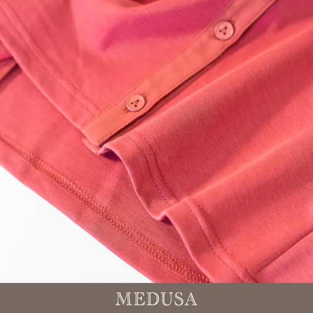 【MEDUSA 曼度莎】現貨-雪紡荷葉拼接不對稱造型上衣（M-XL）｜雪紡上衣 女上衣 雪紡上衣穿搭