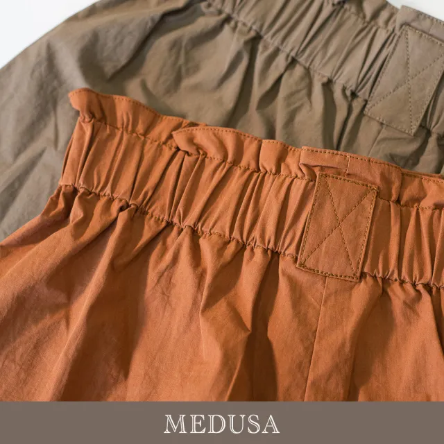 【MEDUSA 曼度莎】現貨-休閒焦糖系鬆緊腰寬版短褲 - 2色（M-XL）｜女短褲 短褲穿搭 休閒短褲