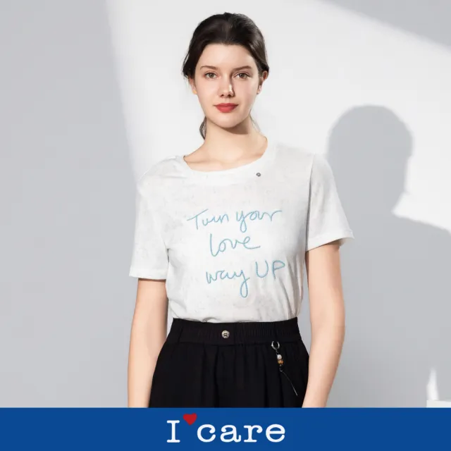 【I’Care 依卡】現貨-Love 紋理壓褶假兩件層次感T恤 - 2色（F）｜休閒T恤 短袖T恤 休閒上衣