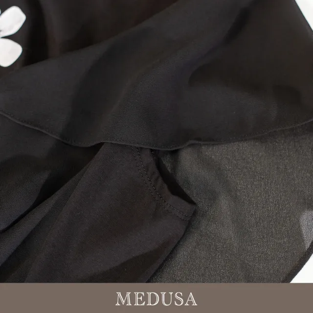 【MEDUSA 曼度莎】現貨-飄逸雪紡袖小花純棉上衣（M-XL）｜雪紡上衣 造型T恤 休閒上衣