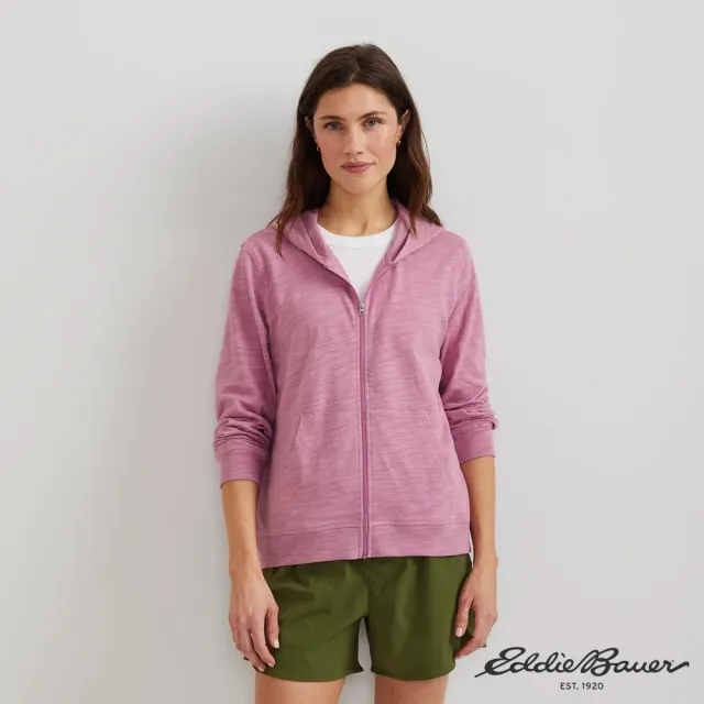 【Eddie Bauer】女性棉質親膚連帽外套 粉紅 21690143