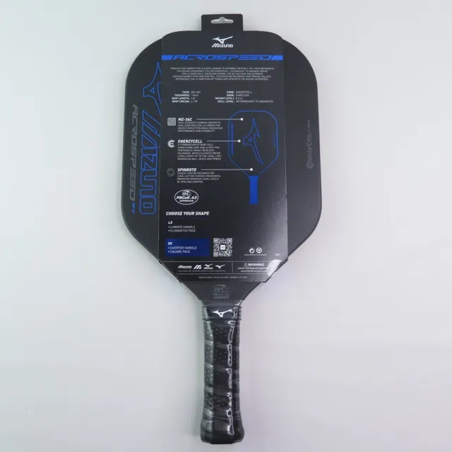 【MIZUNO 美津濃】匹克球拍 ACROSPEED SX 無邊框 USAPA認證 (63GPB62100碳黑x藍)