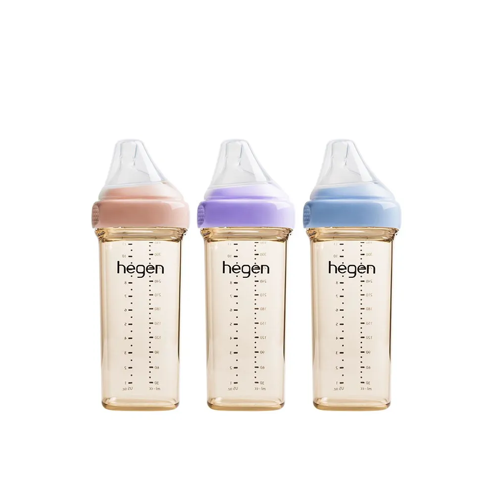 【hegen】總代理｜PCTO™金色奇蹟PPSU多功能方圓型寬口奶瓶 330ml(嫣粉/沁藍/漾紫)