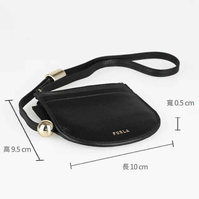 【FURLA 芙拉】FURLA精品粒面小牛皮附腕帶拉鍊零錢卡夾(小/黑)