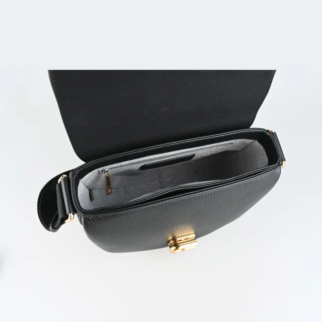 【FURLA 芙拉】FURLA精品粒面小牛皮旋轉式肩背斜背包(小/黑)