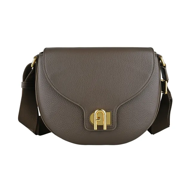 【FURLA 芙拉】FURLA精品粒面小牛皮旋轉式肩背斜背包(小/棕)