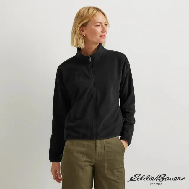【Eddie Bauer】女性立領抓絨外套-黑色 21650183