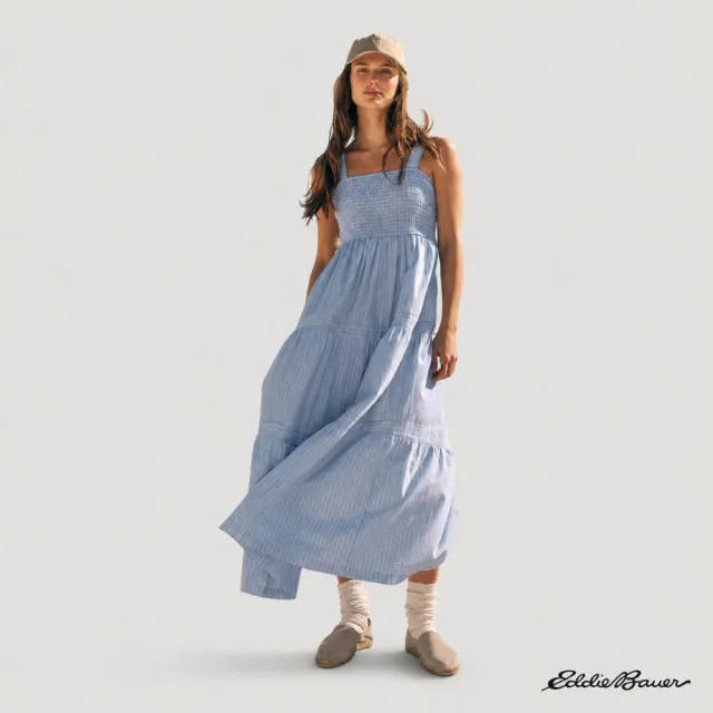 【Eddie Bauer】女性抓皺碎花層疊洋裝-淡藍 21601271