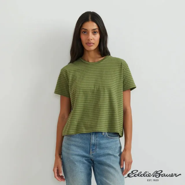【Eddie Bauer】女性短袖棉質條紋/點花TEE 多色任選