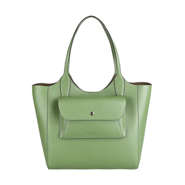 【FURLA 芙拉】FURLA精品小牛皮可拆外袋肩背托特包(中/牛油果綠)