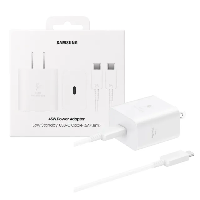 【Samsung 三星】原廠新款 45W 快充旅充組 Type C -白 內附5A/1.8m快充線（EP-T4511）