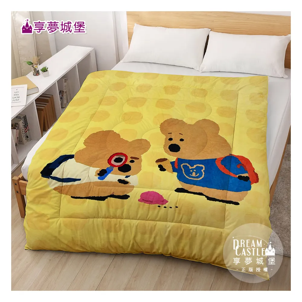 【享夢城堡】MIT法蘭絨暖暖毯被150x200cm－呆萌町Dinotaeng 驚奇大發現-黃 / 正版授權法蘭絨被暖被冬被