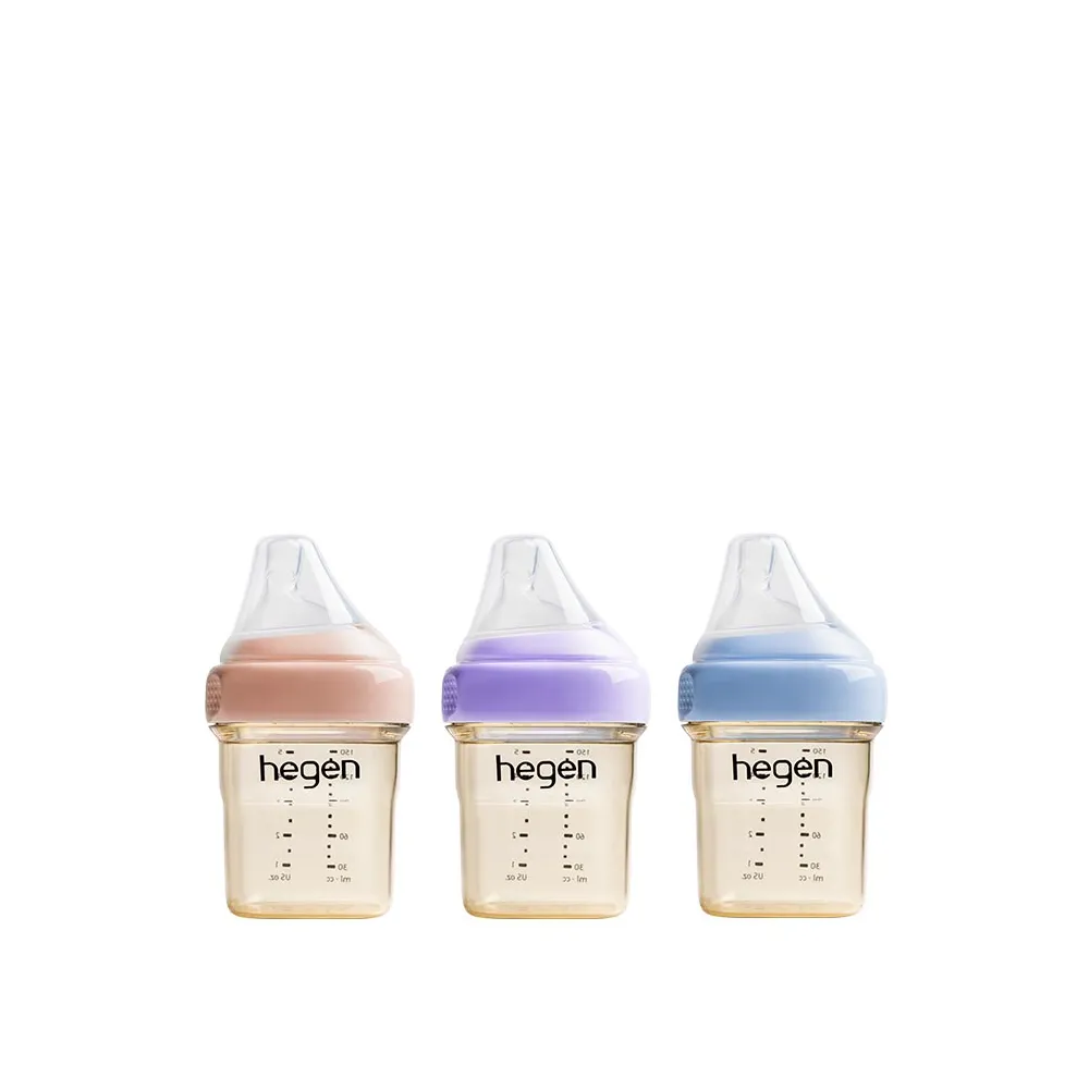 【hegen】總代理｜PCTO™金色奇蹟PPSU多功能方圓型寬口奶瓶 150ml(嫣粉/沁藍/漾紫)