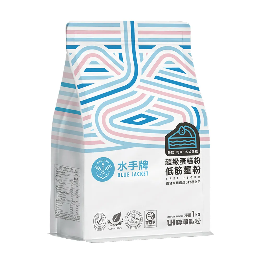 【聯華麵粉】水手牌超級蛋糕粉1kg*12入/箱(低筋、蛋糕甜點適用)  (TQF微笑標章)